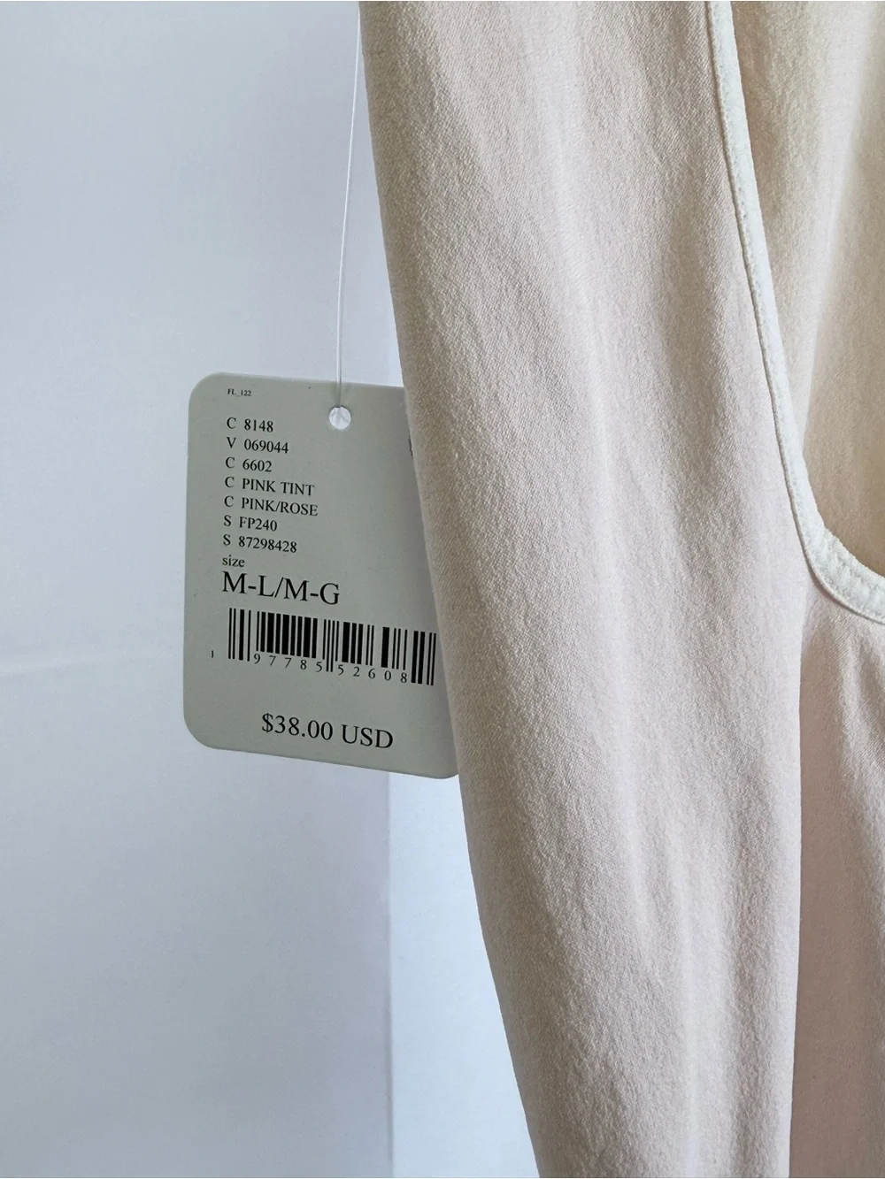 Free People Low Back Seamless Tee NWT Pink Tint M/L